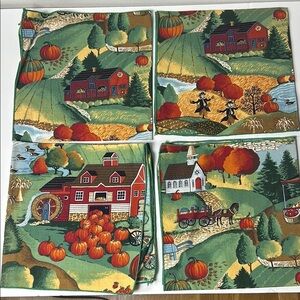Autumn Farmhouse Themed Napkins Set of 4